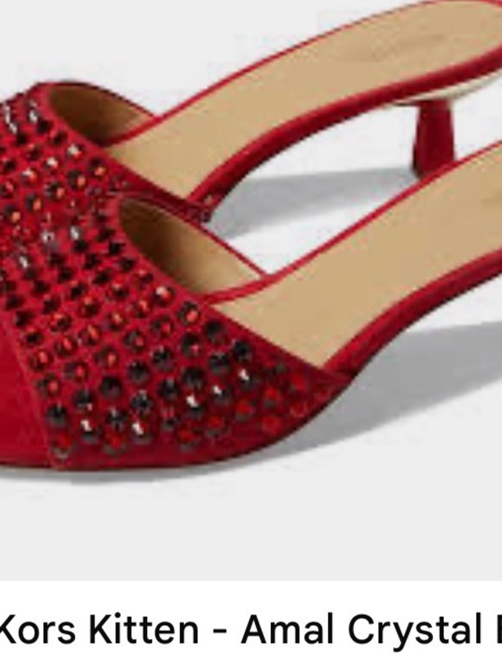 Michael Kors Red Crystal Kitten Heel Mules